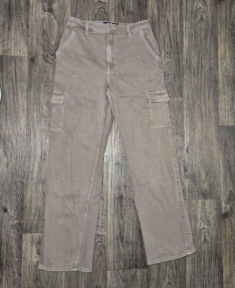 Hollister High-Rise Carpente  utility Jeans Stretch Tan Cargo Pants 4 W27R Y2K